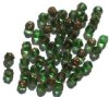 50 6mm Triangle Faceted Peridot with Antique Gold Coated Ends